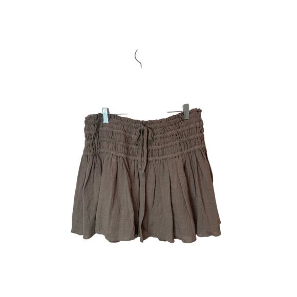 Mustard Seed NWT Sz L Brown Ruffle Tiered Mini Skirt Skort Western Boho - Picture 1 of 6